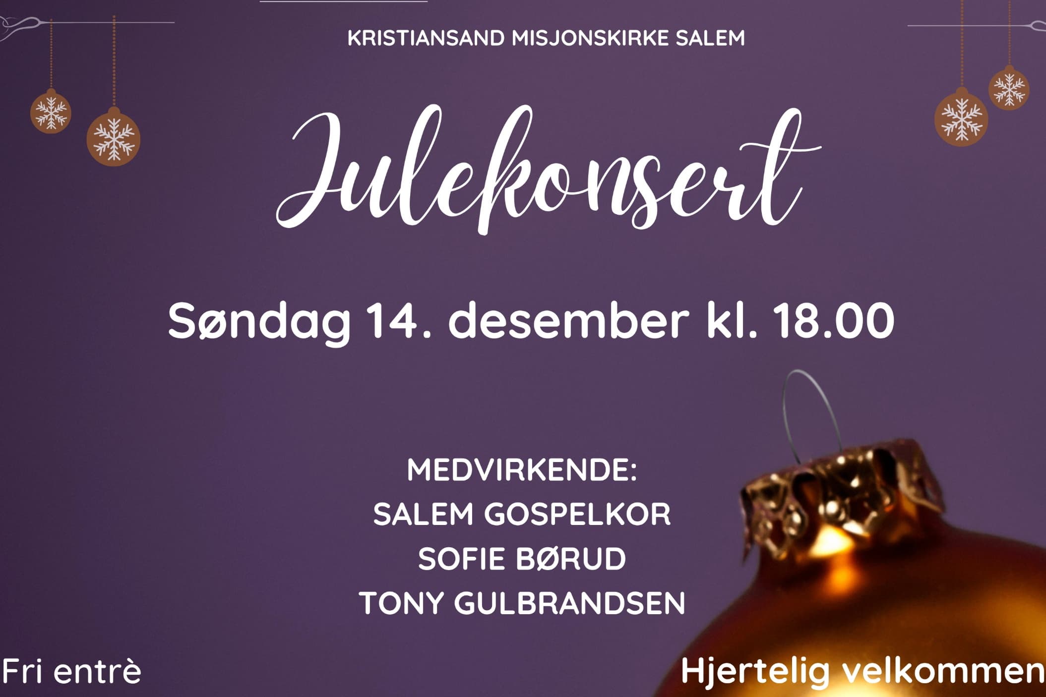 Konsert - Salem Gospelkors julekonsert med gjester!